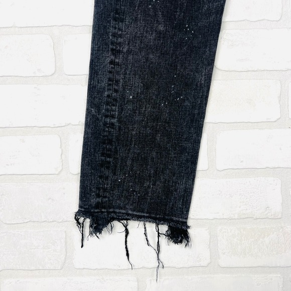 American Eagle Women's Black Wash Distressed Ripped Frayed Hem Jeans 28x30 - Picture 12 of 14